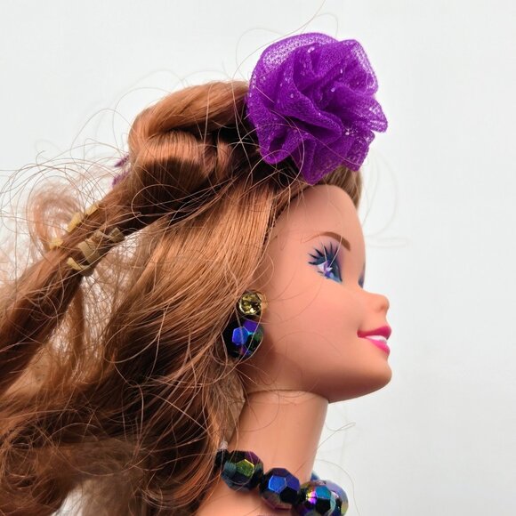 Purple Passion 1995 Barbie Doll Brunette Readhead Mattel Dress Earrings 13555 Re - Picture 11 of 16